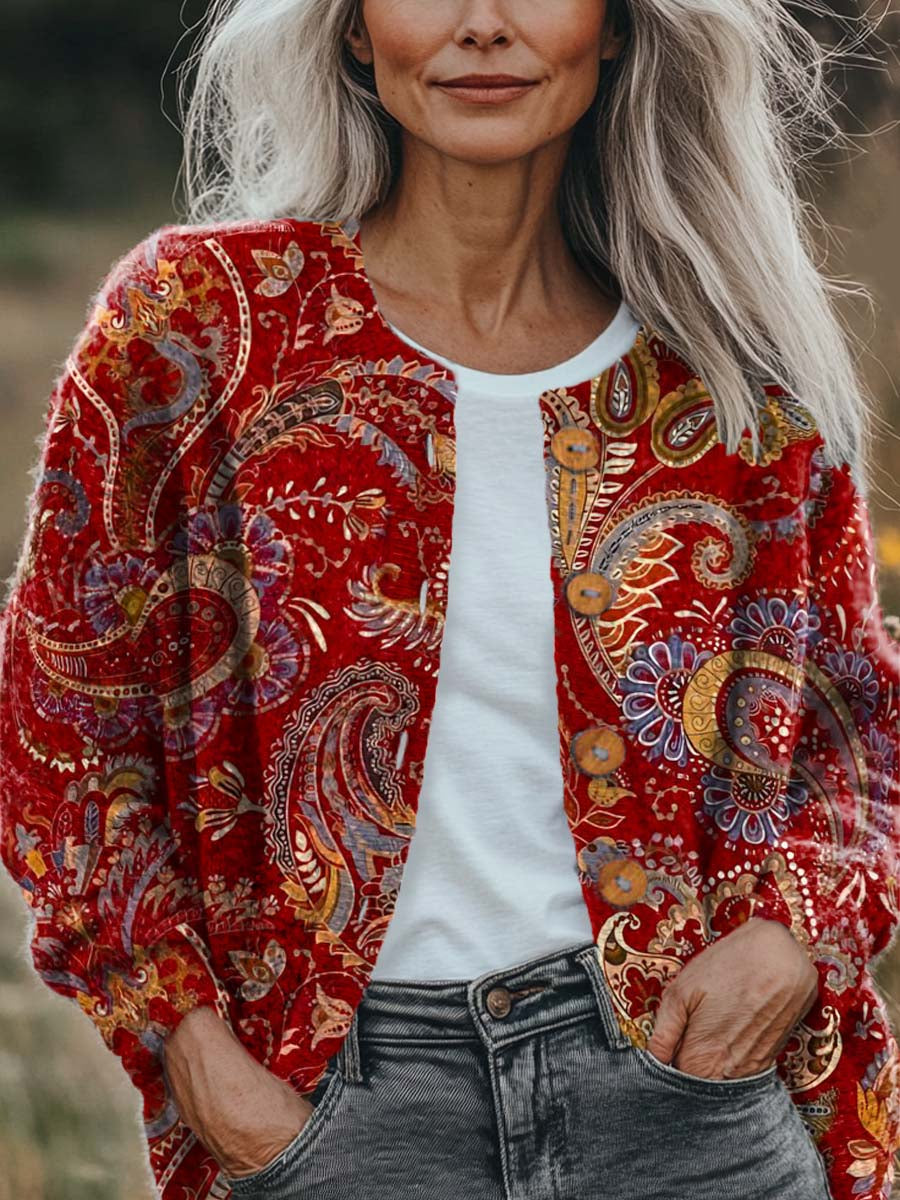 womens-vintage-floral-pattern-art-print-buttoned-cardigan-sweater-k5ty