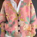 beautiful-pink-floral-painting-art-print-buttoned-v-neck-cardigan-sweater-ogfj
