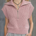 Women's Lapel Short-sleeve Casual Loose-fit Knit Top