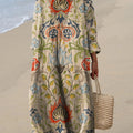 Women's Vintage Lovely Floral Art Print Cotton Dress