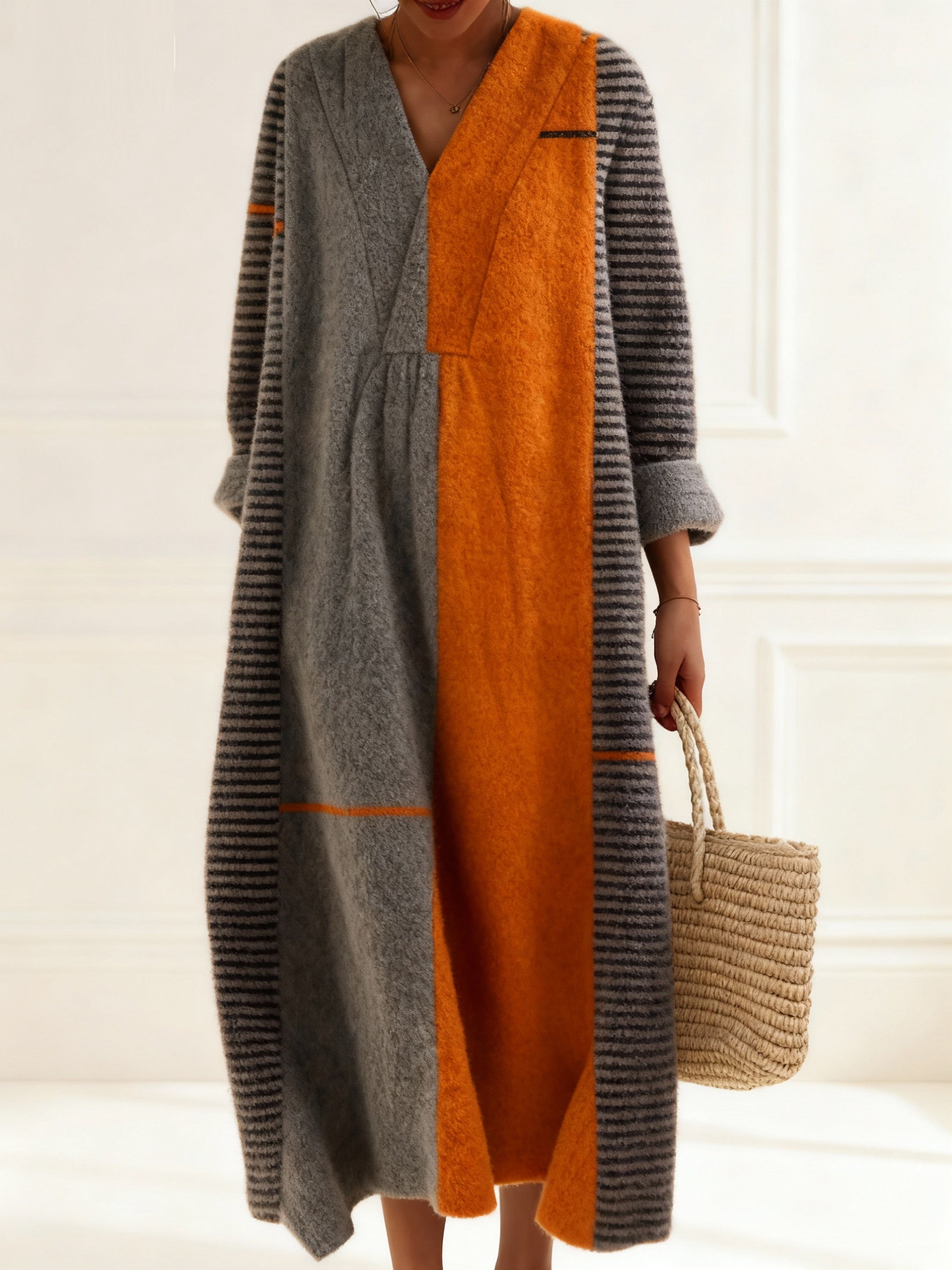 Women's Geometric Art Print Casual Cotton Sweater Dress