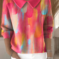 Women's Color Blending Pattern Print Casual Print Peter Pan Collar 3/4 Sleeve Sweater