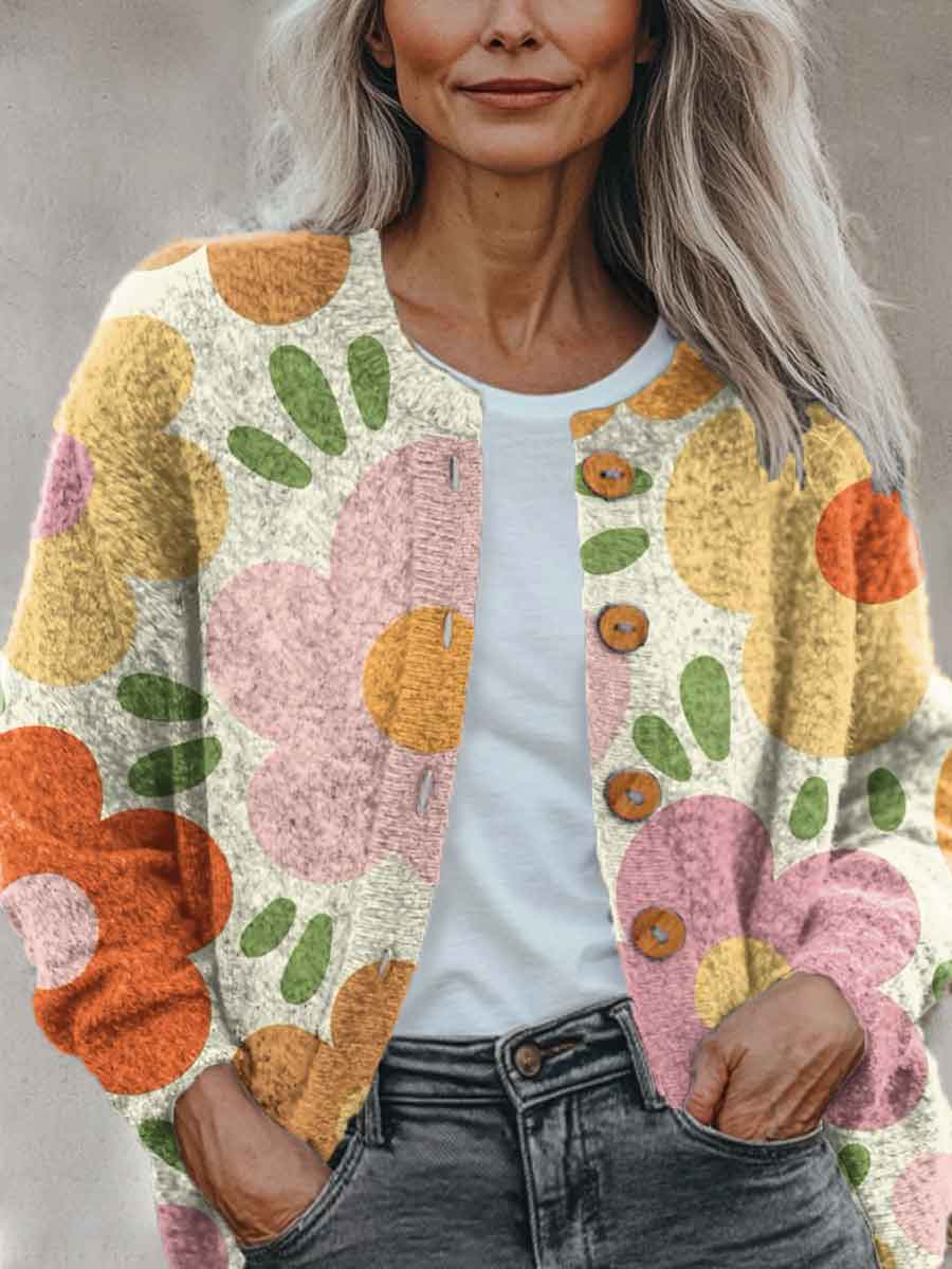 abstract-geometry-flowers-art-pattern-print-buttoned-cardigan-sweater
