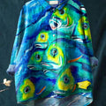 Watercolor Fish Migration Art Printed Women's Casual Cotton And Linen Shirt