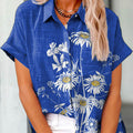 Women's Vintage Floral Pattern Art Print Casual Cotton Shirt