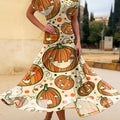 Women's Pumpkin Print Cotton Dress