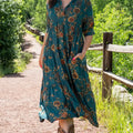 Robe décontractée en coton à imprimé floral vintage pour femme