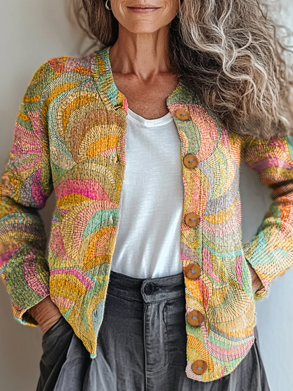 womens-retro-artistic-abstract-pattern-print-buttoned-cardigan-sweater