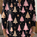 Vintage Winter Christmas Tree Painting Art Print Buttoned Cardigan Sweater