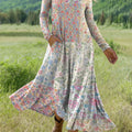 Women's Splicing Floral Print Art Print Long-sleeved Dress
