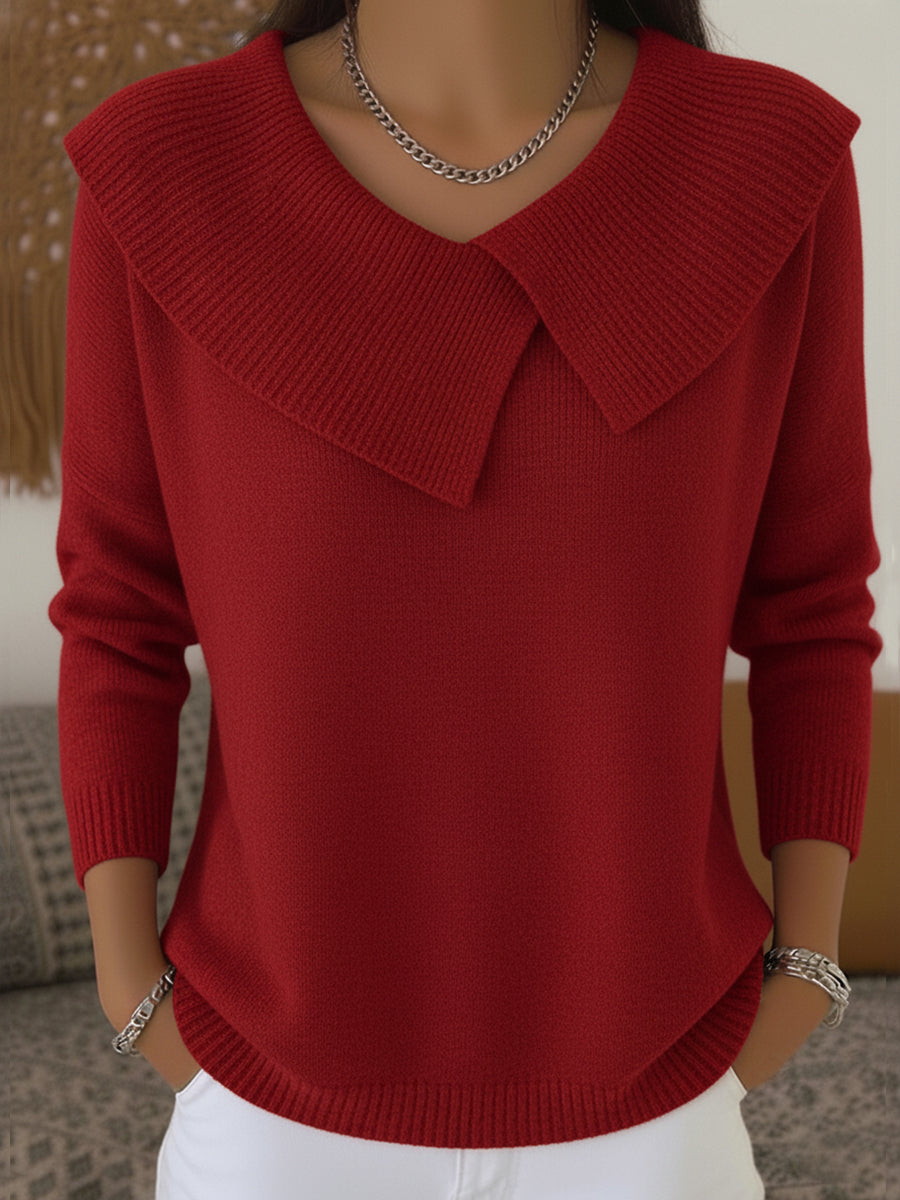 Women's Christmas Lapel Pullover Sweater