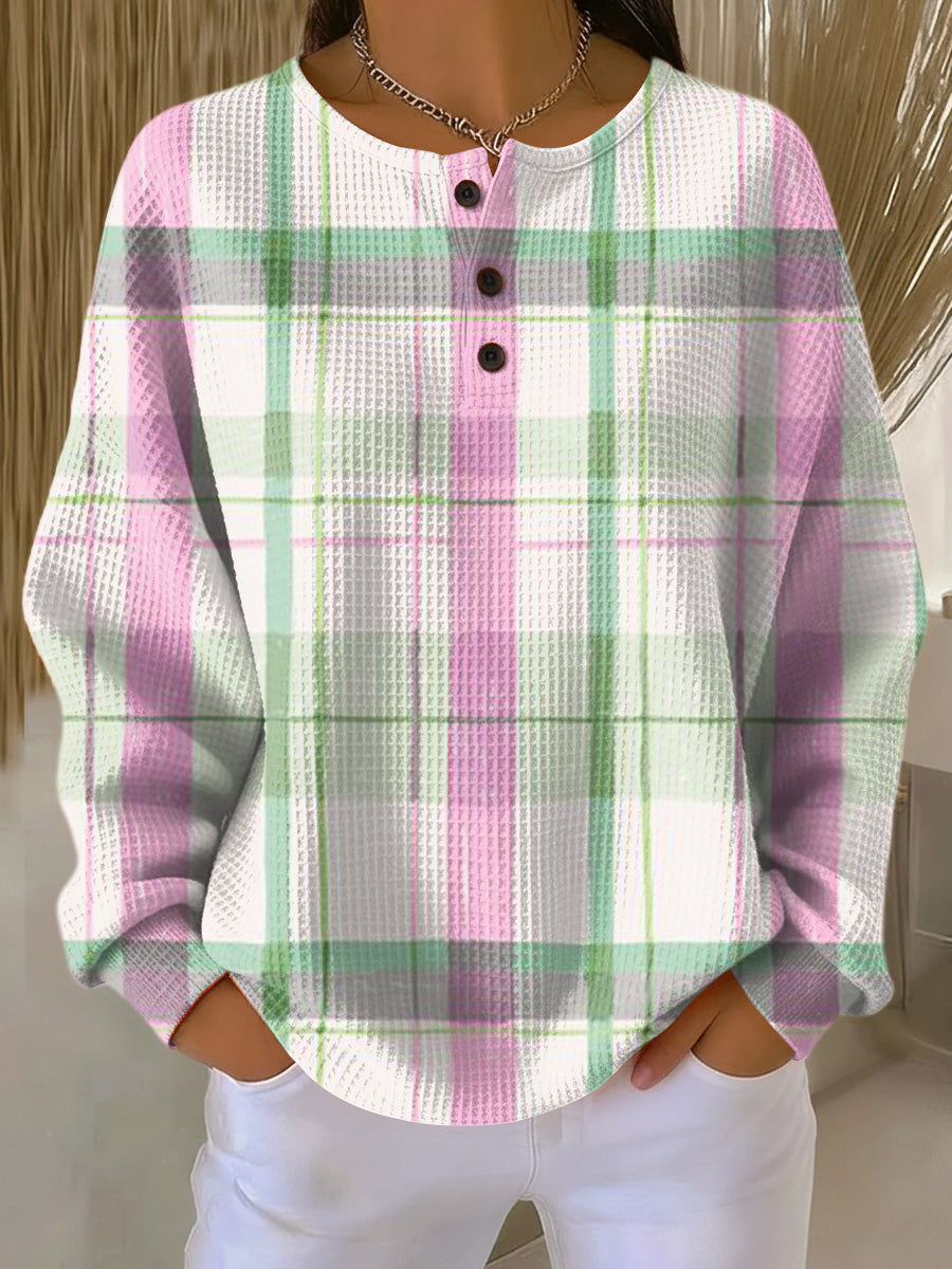 Women's Beautiful Colorful Striped Painting Art Print Casual Cotton Sweatshirt