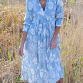 Lässiges Baumwollkleid mit Vintage-Blumenmuster und Kunstdruck für Damen