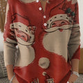 Vintage Christmas Santa  Art Print Buttoned Cardigan Sweater