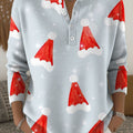 Women's Christmas Santa Hat Snowflakes Pattern Art Print Buttoned Cardigan Sweater