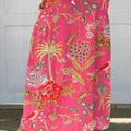 Jupe en lin à poches pour femme, imprimé floral vintage 