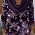 Women's Christmas Snowflakes Pattern Art Print Cowl Neck Sweater