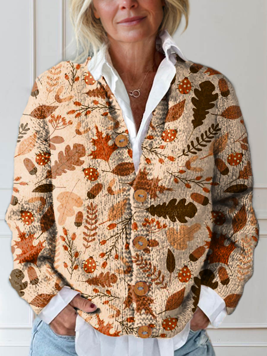 womens-vintage-leaf-pattern-art-print-buttoned-cardigan-sweater