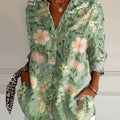Women's  Floral Art  Print Casual Cotton Shirt