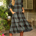 Women's Vintage Plaid Art Print Dress