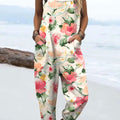 Women's Floral Art  Print Casual 100% Cotton Wide Leg Jumpsuit