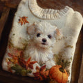Cute Dog Art Print Knit Pullover Sweater