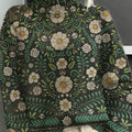 pull-col roulé en maille à imprimé floral symétrique vintage - jjfx 