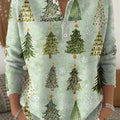 Cute Winter Christmas Tree Drawing Art Print Buttoned Cardigan Sweater
