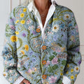 cardigan/pull boutonné à imprimé floral vintage pour femme - jznt 