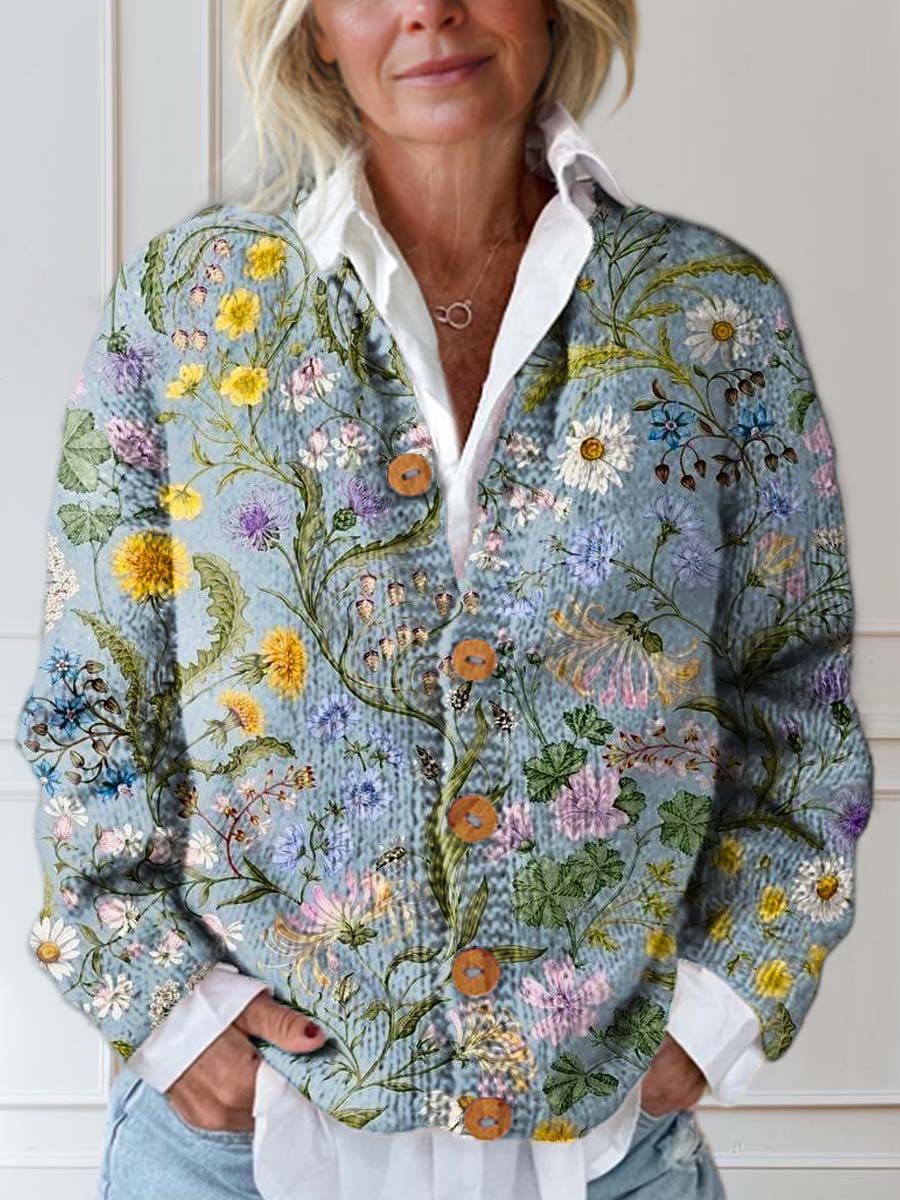 womens-vintage-floral-art-print-buttoned-cardigan-sweater-jznt