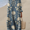 Robe en coton à imprimé floral ethnique vintage pour femme
