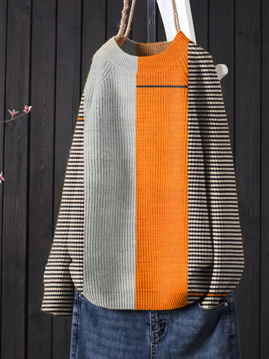 Vintage Abstract Geometric Art Print Knit Pullover Sweater