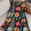 Jupe décontractée en coton à imprimé floral vintage pour femme 