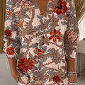 Women's Vintage Flower Art Printed Casual Hooded Button Sweater