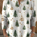 Women's Christmas Tree Art Print Buttoned Cardigan Sweater