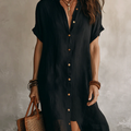 Minimalist Basic Shirt Linen Cotton Mini Dress