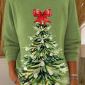 Women's Christmas Tree Pattern Art Print Casual Pullover Sweater