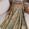 Women's Retro Splicing Flowers Pattern Casual Print Cotton Skirt