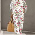 Women's Floral Print Casual Cotton-linen Two-piece Set