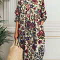 Women's Vintage Flower Art Print Pocket Cotton Dress