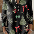 Vintage Christmas Art Print Buttoned Cardigan Sweater