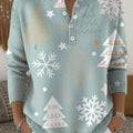 Women's Christmas Tree Snowflake Pattern Art Print Buttoned Cardigan Sweater