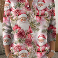 Women's Christmas Santa Art Print Buttoned Cardigan Sweater