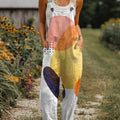 Women's  Vintage Abstract Geometric Art Print Casual 100% Cotton Wide Leg Jumpsuit