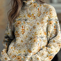 pull-col-roulé en maille à imprimé floral vintage pour femme - x6p3 