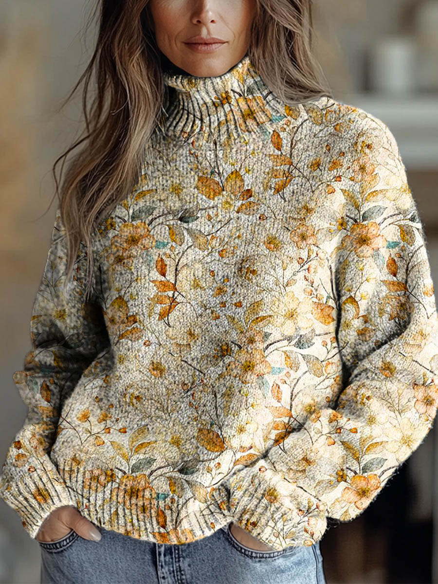 womens-vintage-floral-art-print-knit-turtleneck-pullover-sweater-x6p3