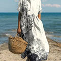 Women's Vintage Floral Pattern Art Print Cotton Dress