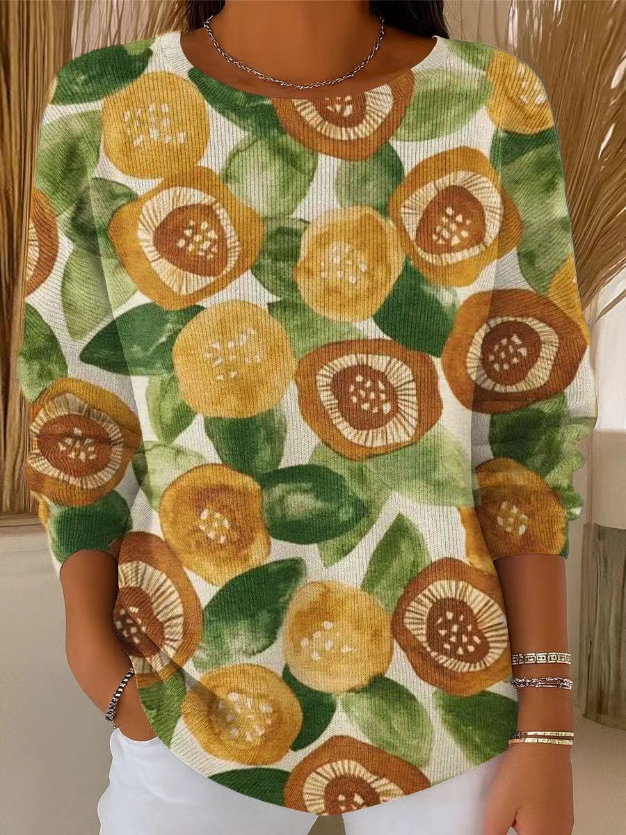 womens-vintage-floral-painting-art-print-casual-pullover-sweater-83bo
