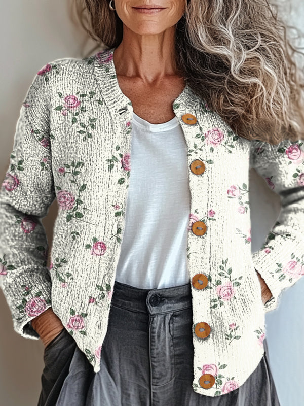 womens-retro-artistic-floral-print-buttoned-cardigan-sweater