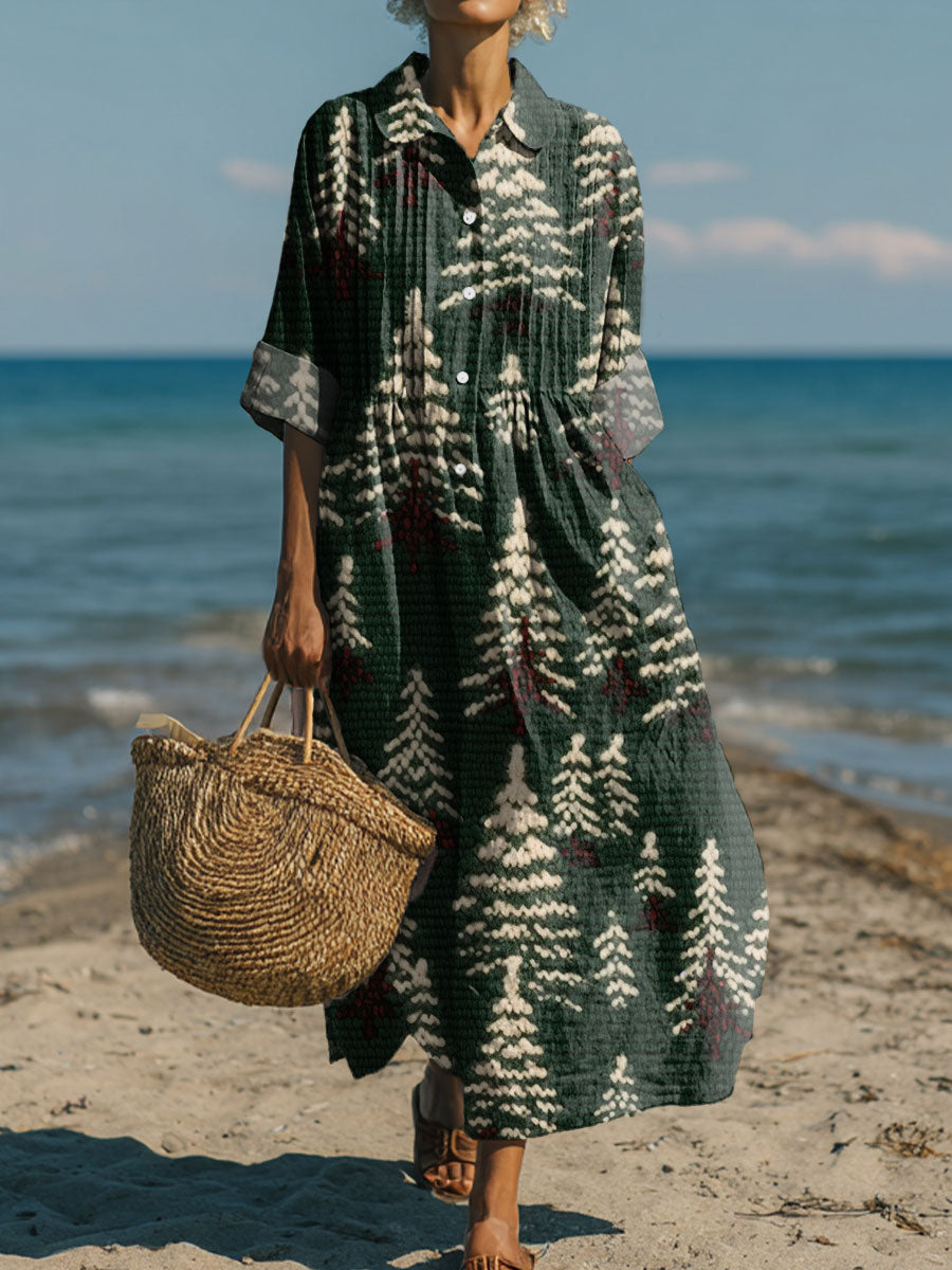 Women's Christmas Tree Print Art Print Dress